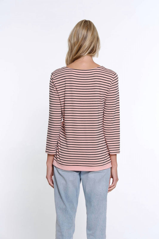 Multiples - 3/4 Sleeve Wide Neck Top