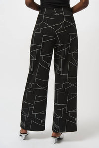 Joseph Ribkoff - Jacquard Knit Abstract Print Wide Leg Pants