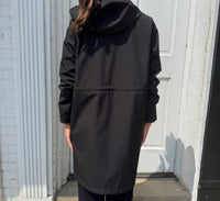 NIKKI JONES Long Lightweight Raincoat With Hood in black - women's jacket - alternate view