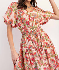 Easel - Printed Peach Blossom Maxi Dress