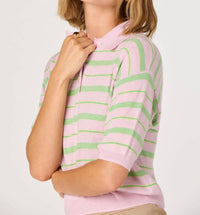 Astr - Scottie Striped Knit Polo Sweater