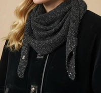 Joseph Ribkoff Sequined Knit Scarf in black silver 1 - women's scarf