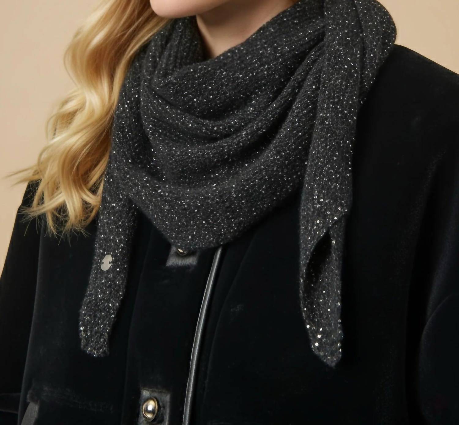 Joseph Ribkoff Sequined Knit Scarf in black silver 1 - women's scarf