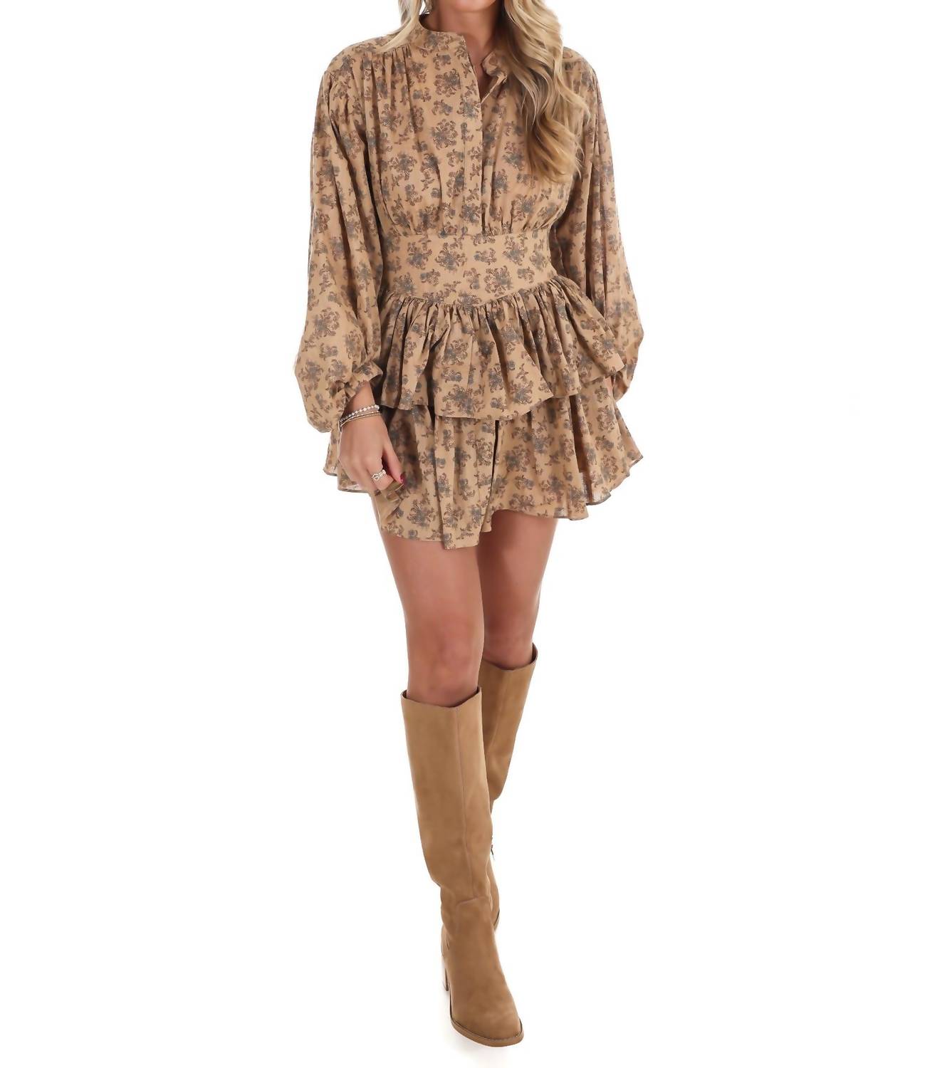 So Me - Floral Flutter Tiered Boho Mini Dress