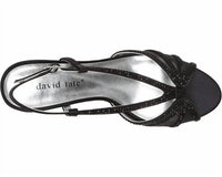 David Tate Women's Refined Sandal in black satin - women's sandal - detail view