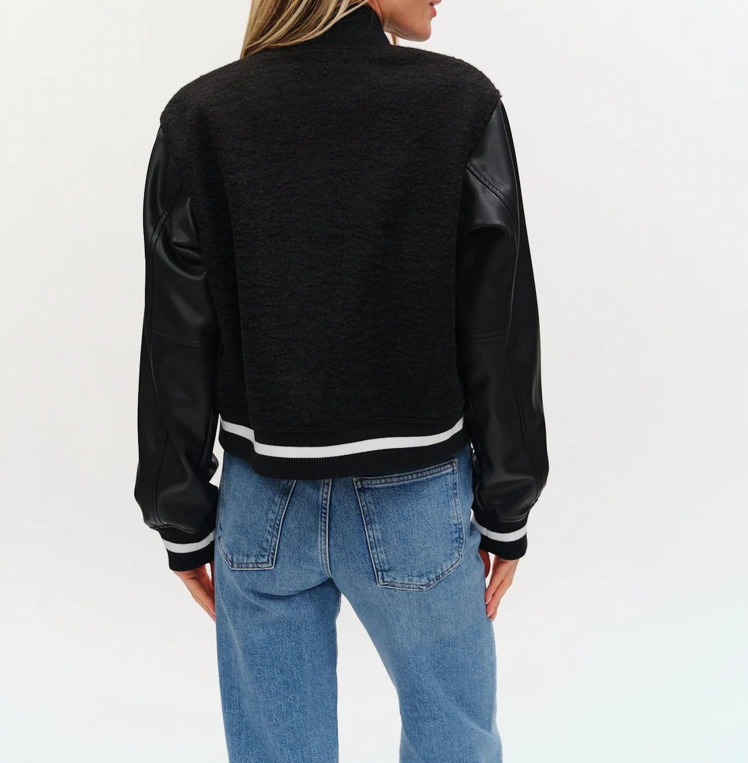 SIX/FIFTY York Shearling Jacket in black - women's jacket - alternate view