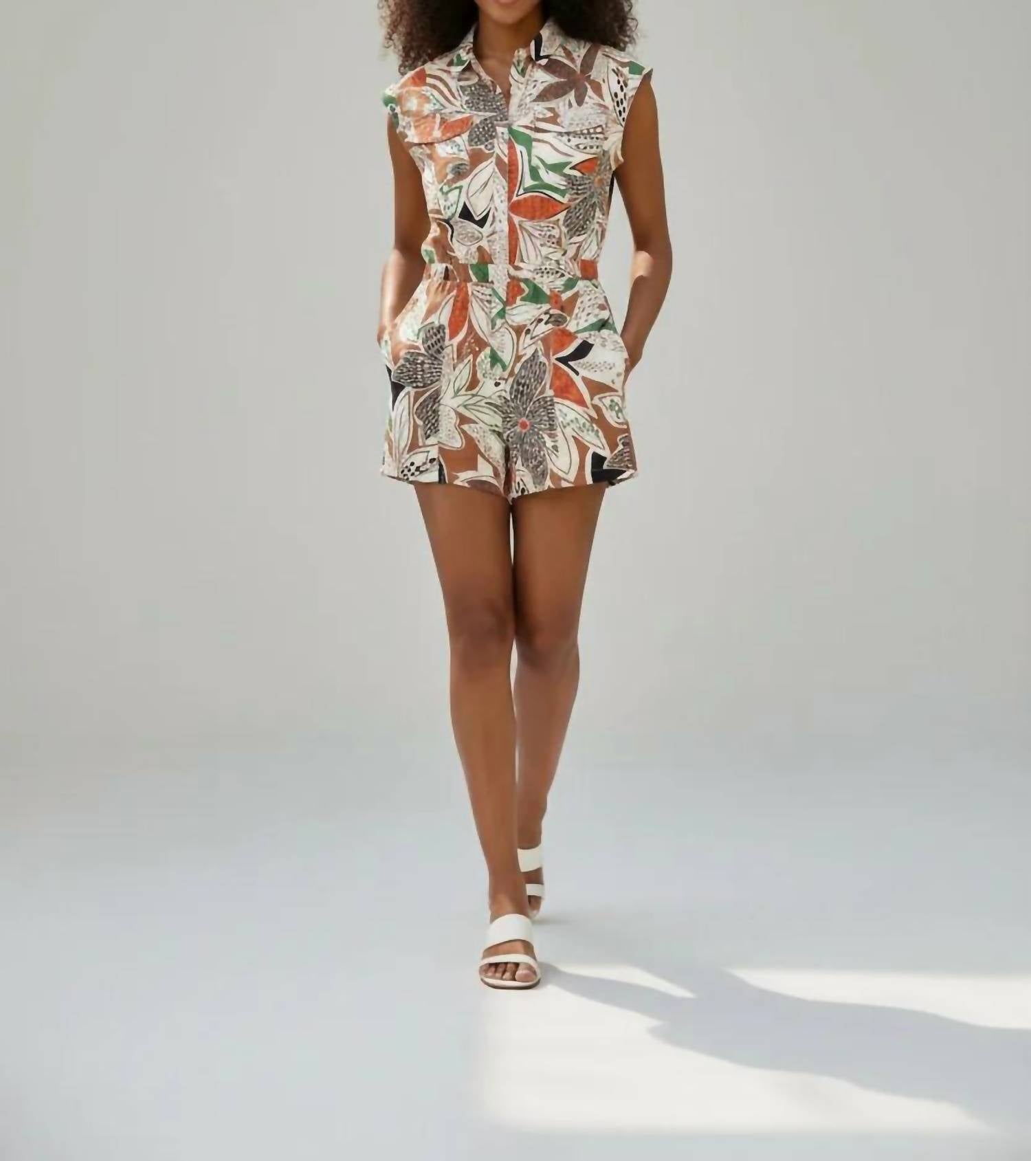 Karlie - Floral Poplin Utility Romper