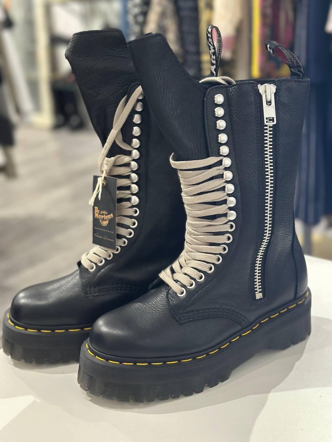 Dr. Martens X Rick Owens - Preloved Women's 1918 Leather Lace Up Platform Boots