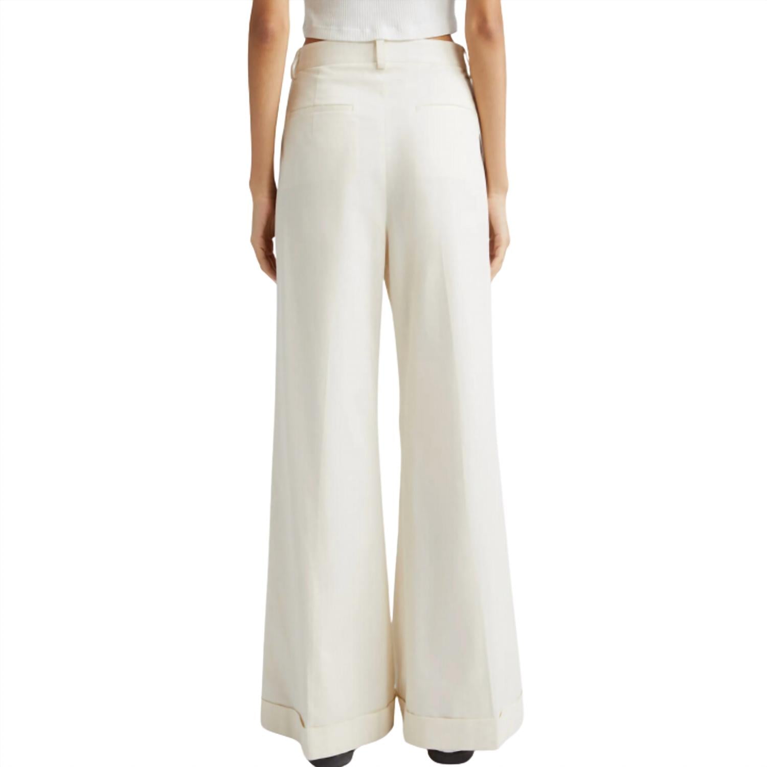 TWP Women's Howard With Cuffs Pant in winter white - women's pants - detail view