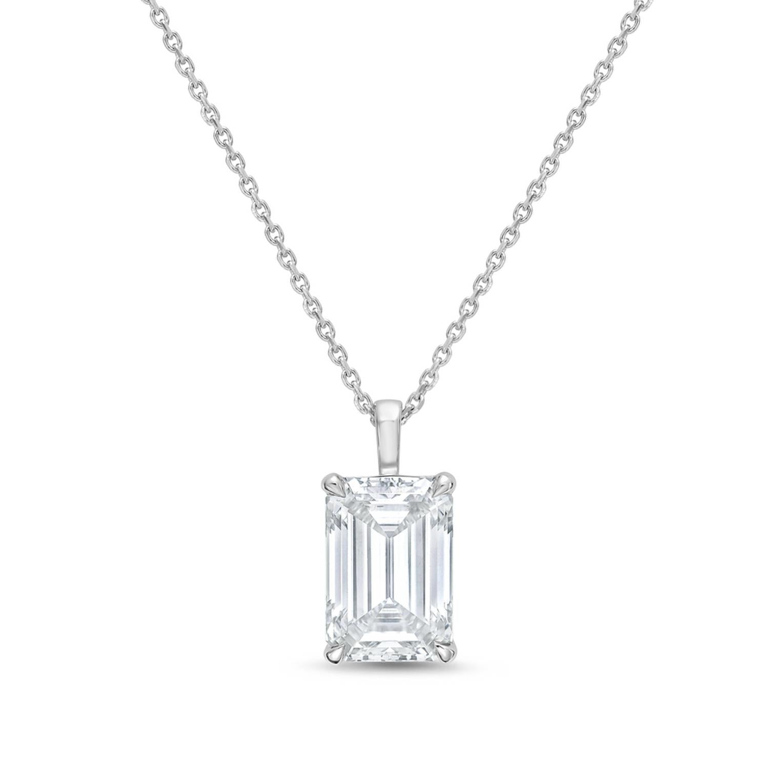 Diana M Jewels - Lab-grown Emerald-cut 4.00 Ct Diamond Pendant Necklace On Solid Bail