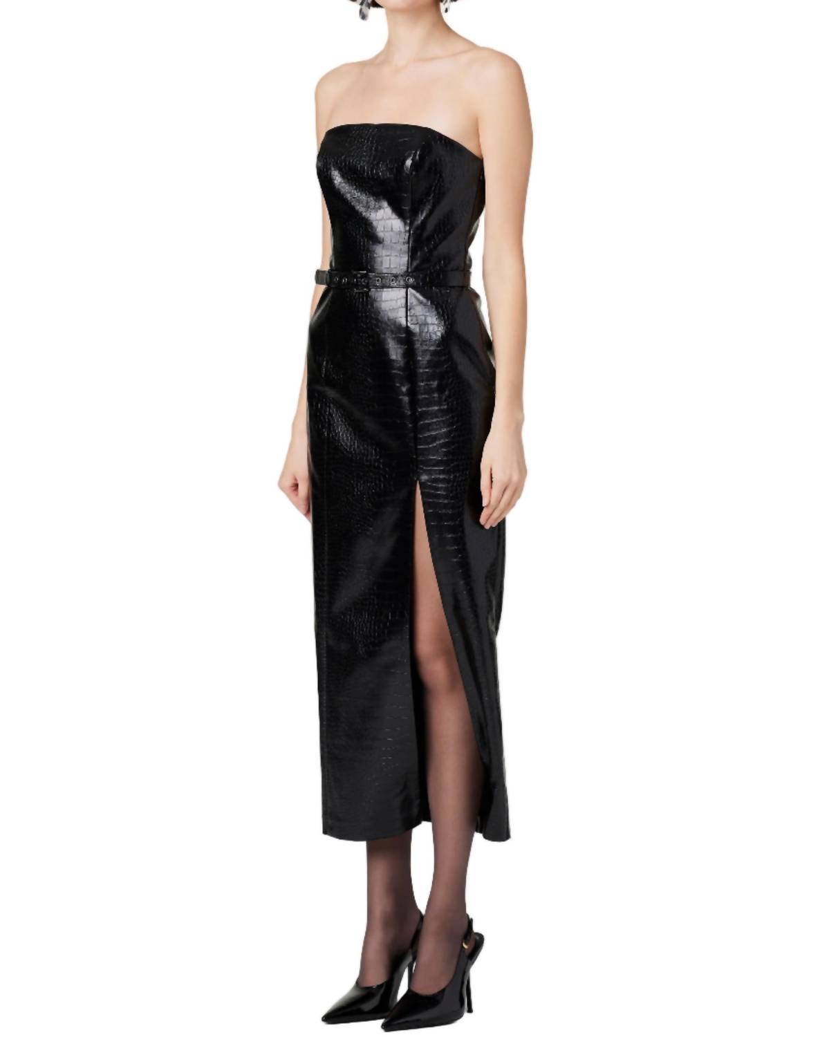 Toccin - Vivian Strapless Croc Leather Dress