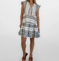 NIBI MTK Shayna Woven Mini Dress in black cream - women's dress