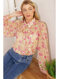 Flying Tomato - Floral Printed Woven Blouse