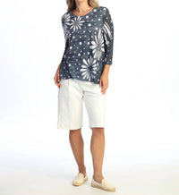 Jess & Jane - Mesh Contrast Burnout Tunic