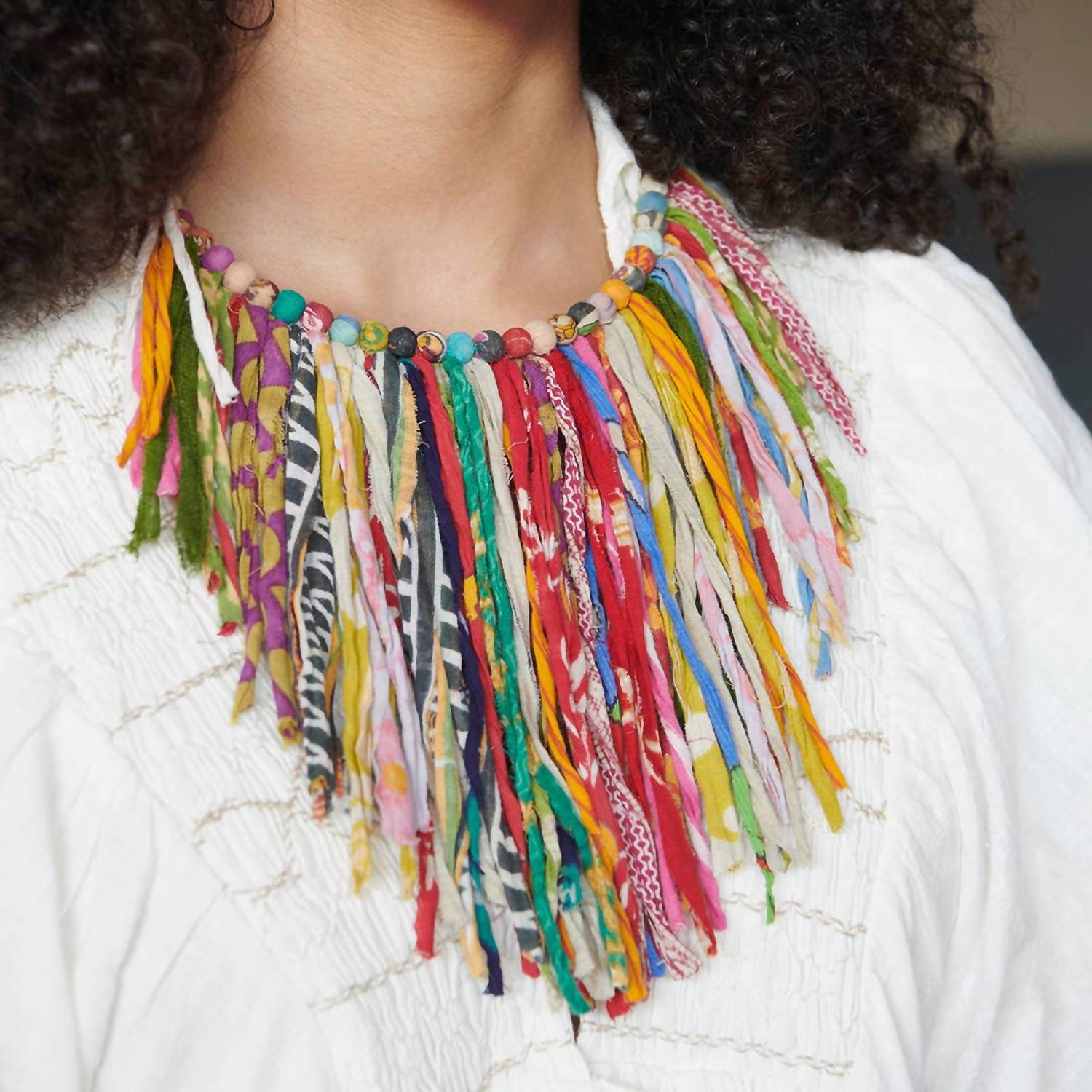 World Finds - Kantha Fringe Collar Necklace