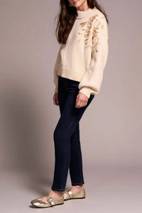 Tribal - Long Sleeve Mock Neck Sweater With Sequins