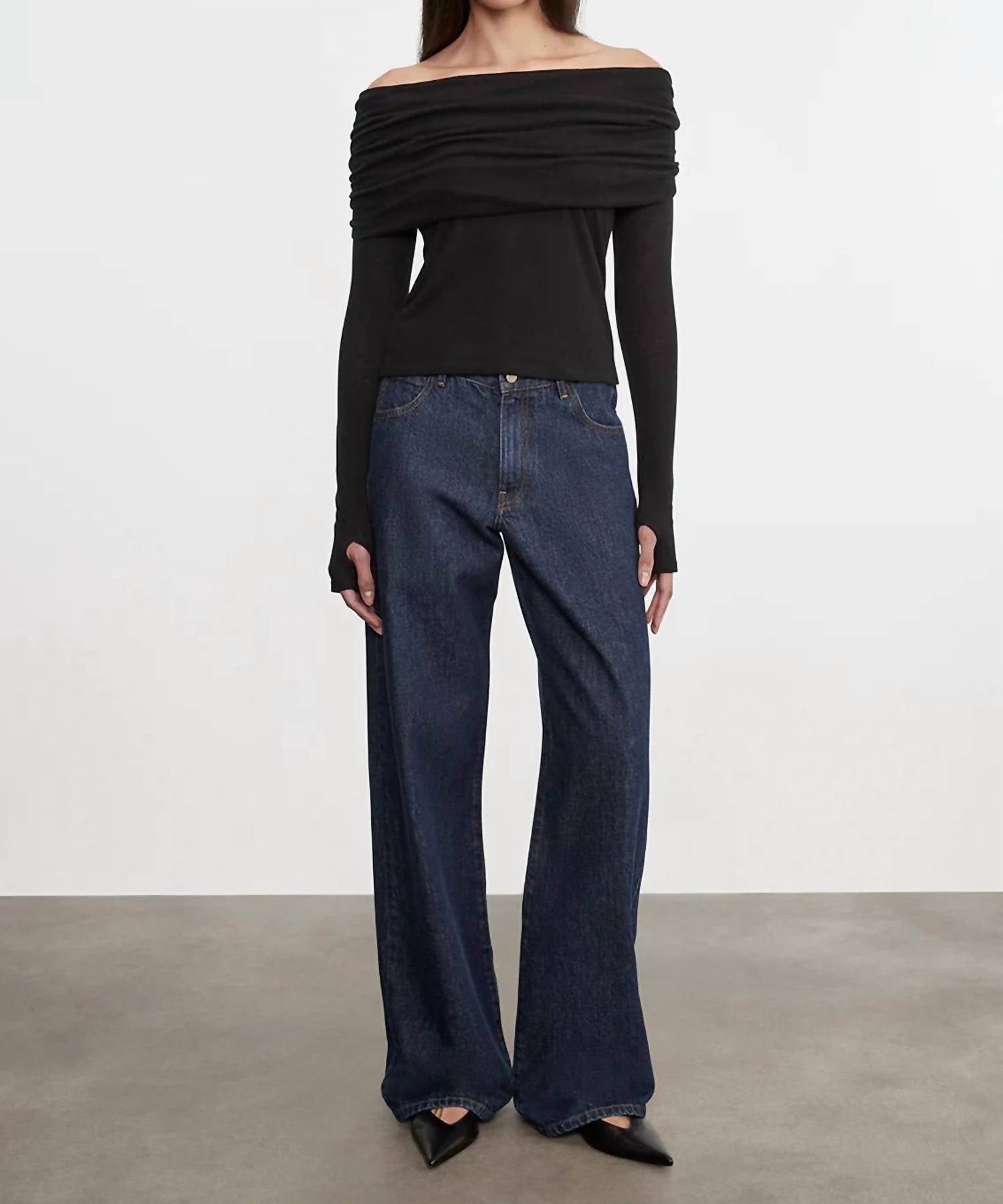 Enza Costa Cashmere Off Shoulder Top in black - women's sweater