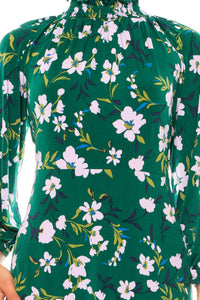 Maggy London - Floral Mock Neck Midi Dress
