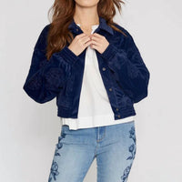 DRIFTWOOD Detroit Velvet Etched Bomber Jacket in one color - women's jacket