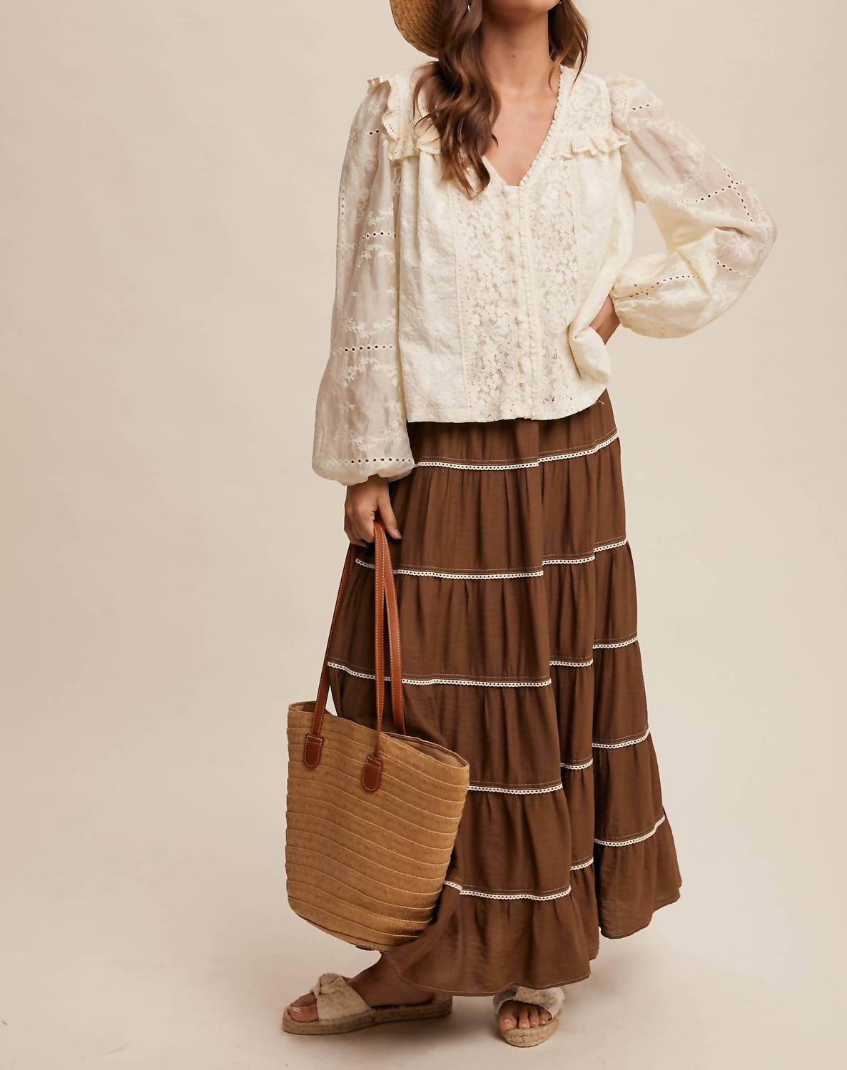 Listicle Britt Embroidered Lace Blouse in ivory - women's blouse - view 7