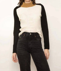Central Park West Colorblock Tneck Sweater in ivory - women's sweater
