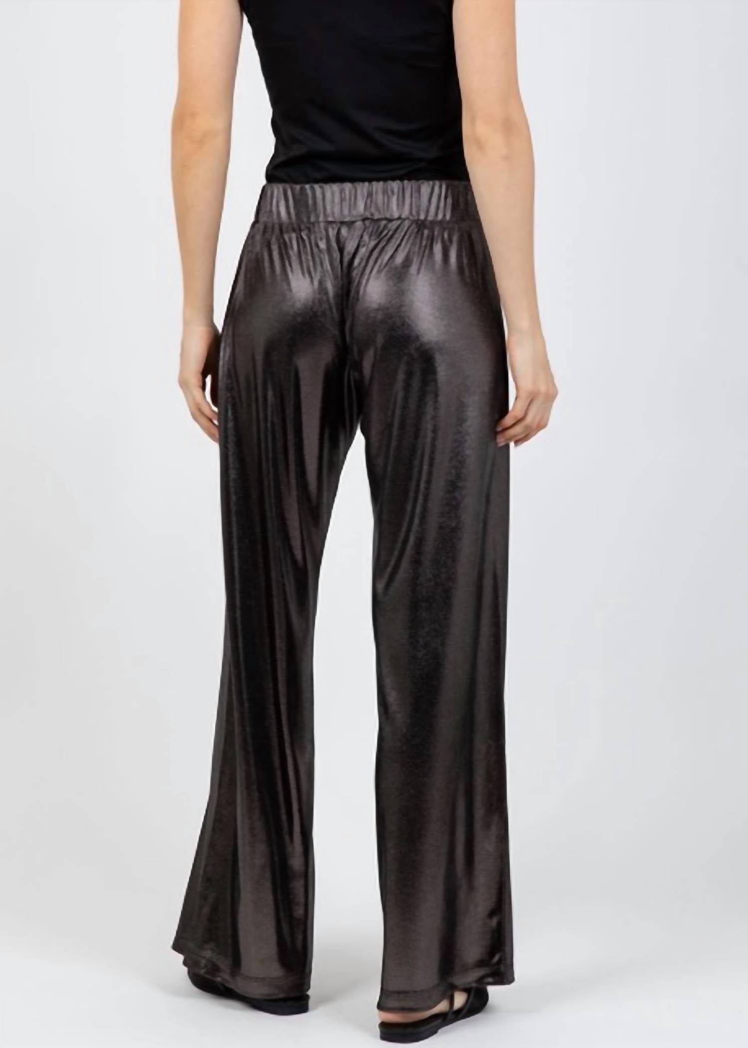 Lola & Sophie Metallic Dot Wide Leg Pants in black - women's pants - alternate view