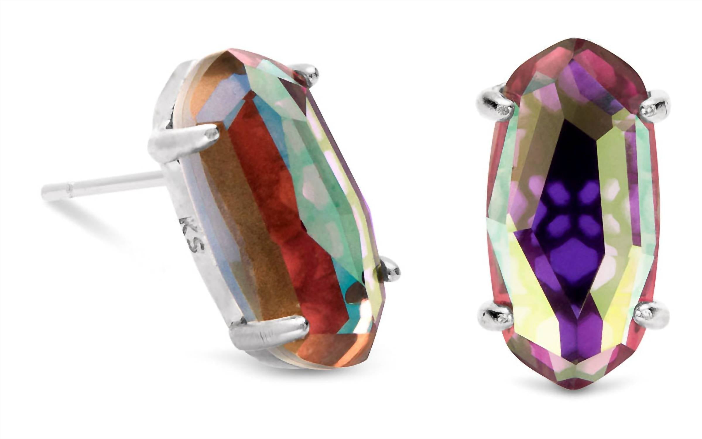 Kendra Scott Women's Betty Rhodium Earrings in dichroic glass - women's jewelry