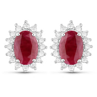 Diana M Jewels - Women's Oval Natural Ruby Stud Earrings (2.02 Ct) - Classic Plus