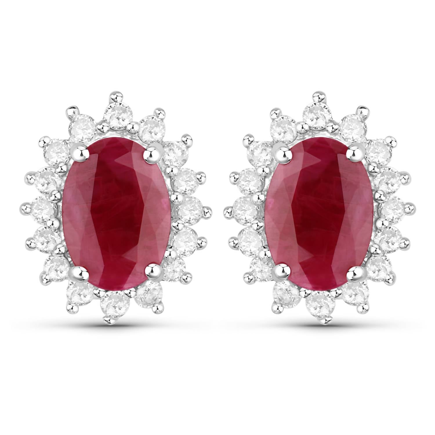 Diana M Jewels - Women's Oval Natural Ruby Stud Earrings (2.02 Ct) - Classic Plus
