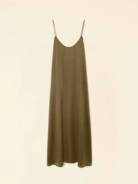 XIRENA Destin Midi Slip Dress in golden olive - women's dress - alternate view