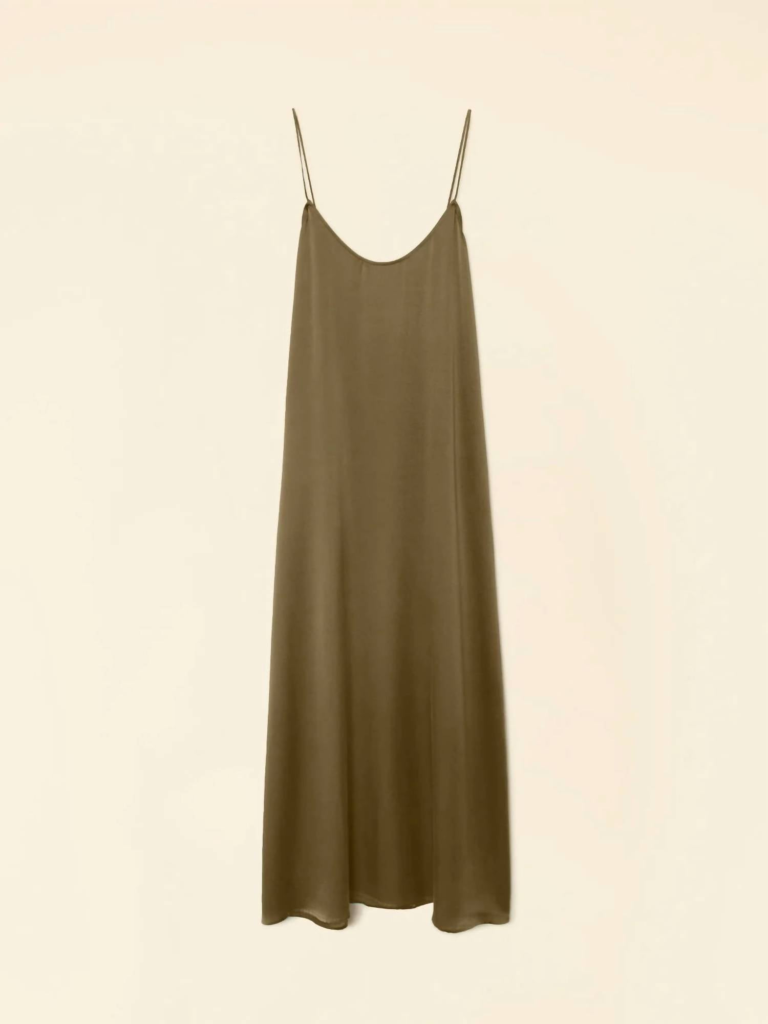 XIRENA Destin Midi Slip Dress in golden olive - women's dress - alternate view