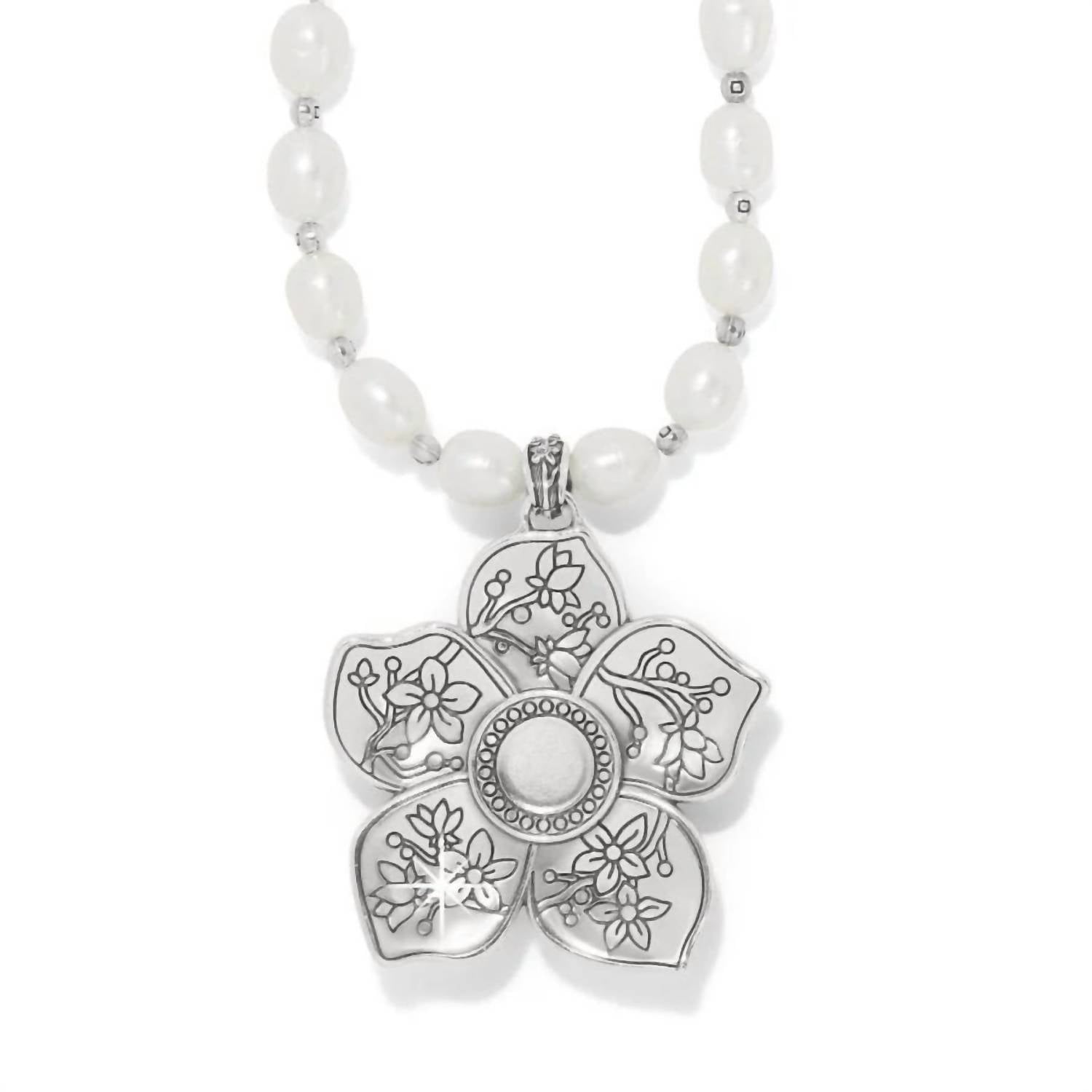 Brighton Women's Kyoto In Bloom Pearl Necklace in bloom pearl necklace in silver - women's jewelry - detail view