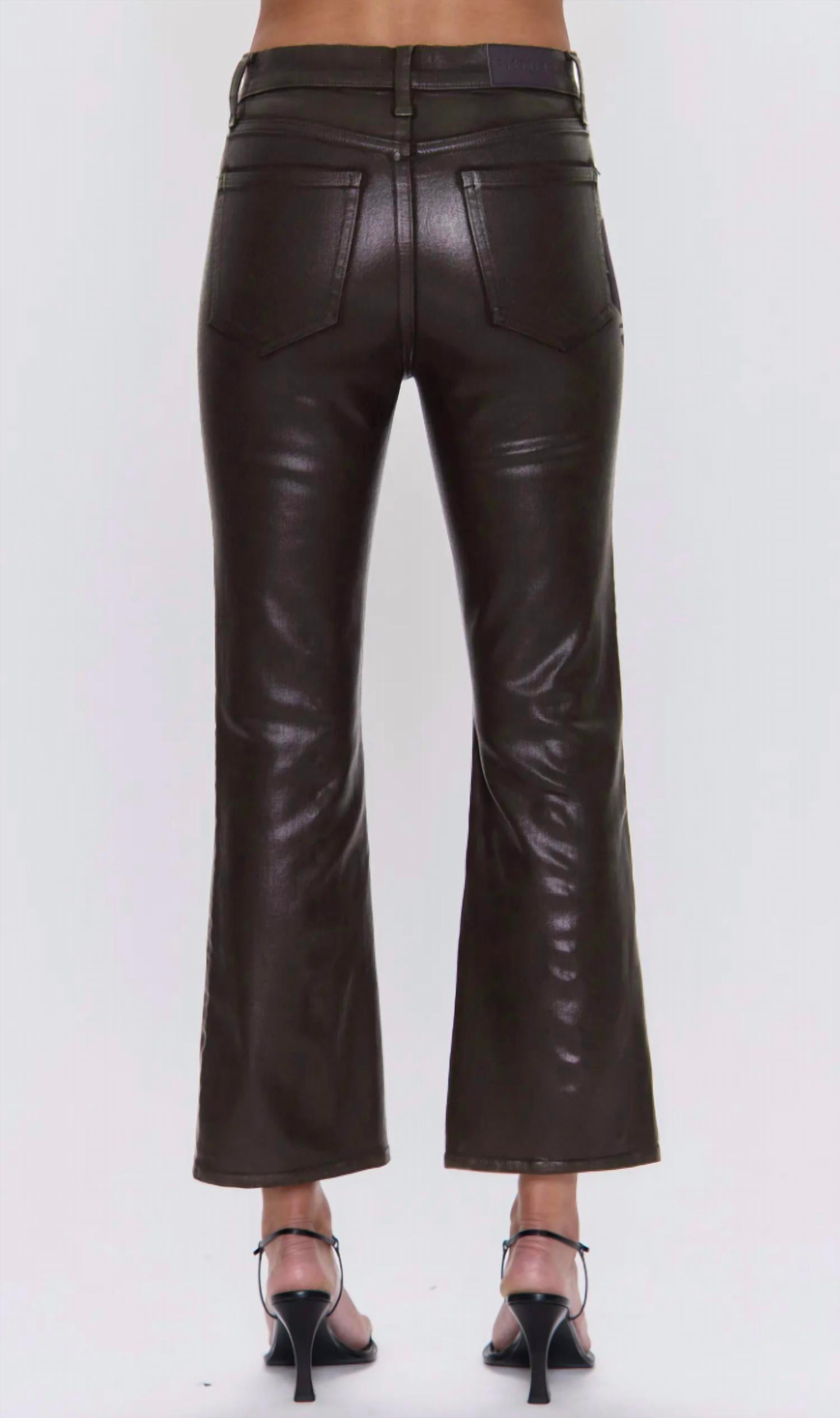 PISTOLA Women's Lennon Crop Boot Pants in coated mocha - women's pants - alternate view