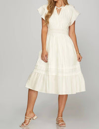 She + Sky - Sierra Ruffle V-neck Midi Dress