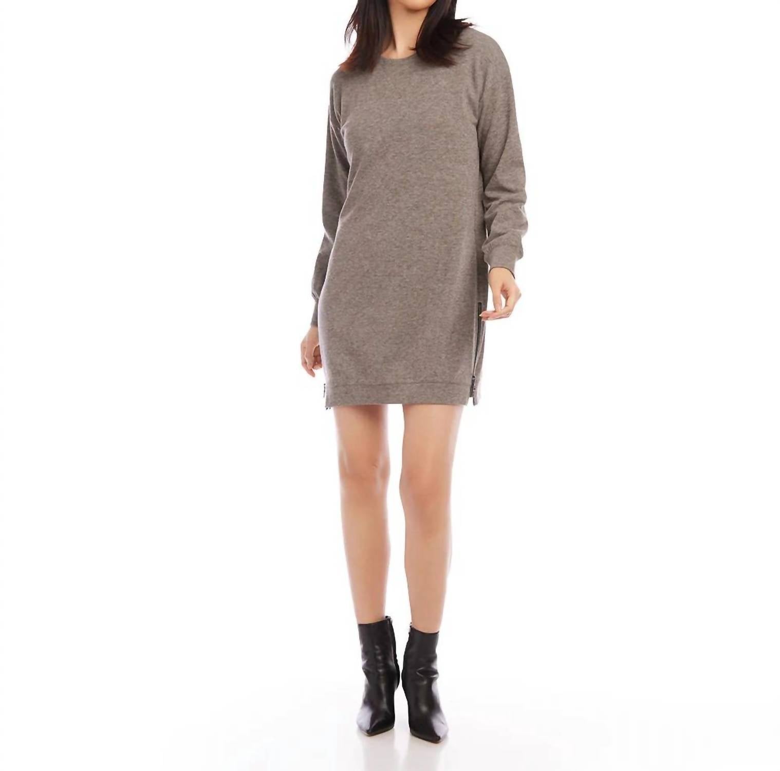 Karen Kane Tammy Zipper Detail Dress in heathered taupe - women's dress - view 4