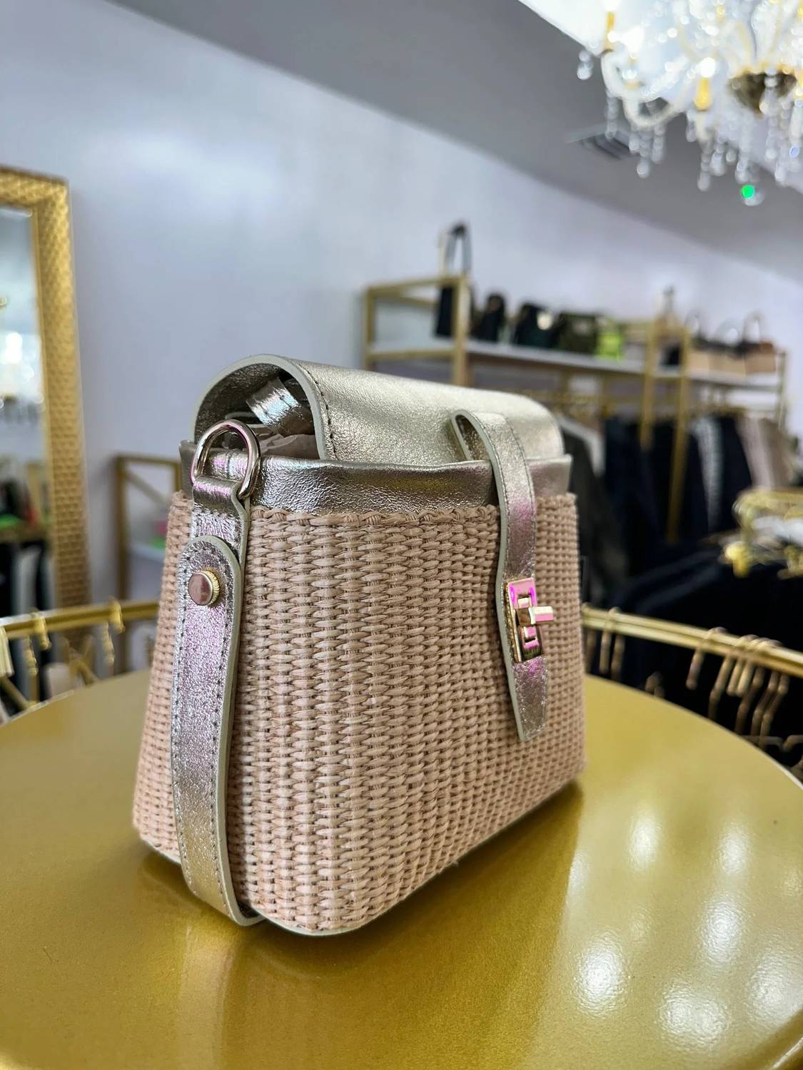 Belle D'Amour - Women's The Mini Raffia Leather Handbag