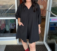 Umgee - A-line Mini Dress With Scallop Hem