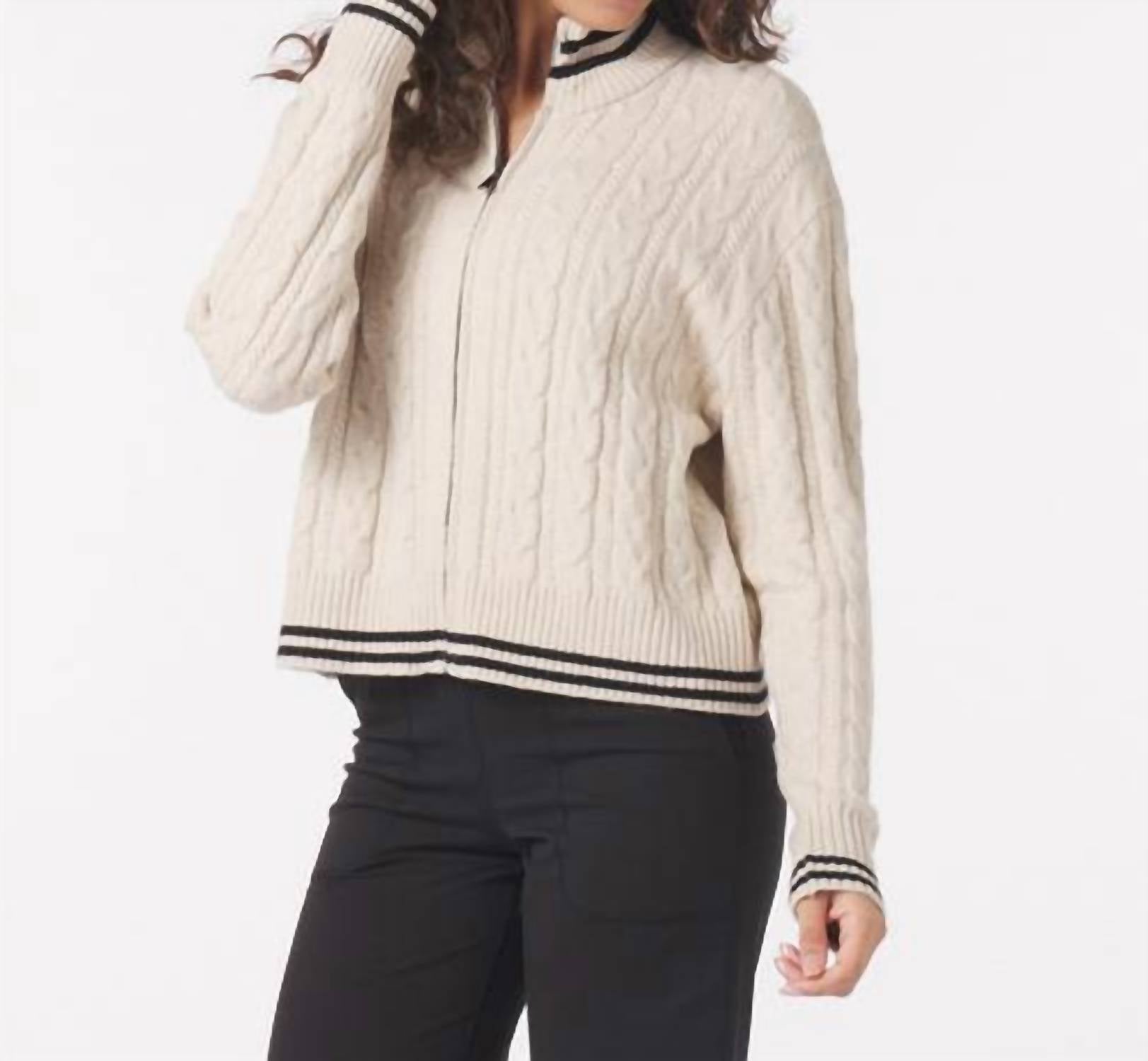 Glyder - Leisure Cable Knit Zip Up Pullover