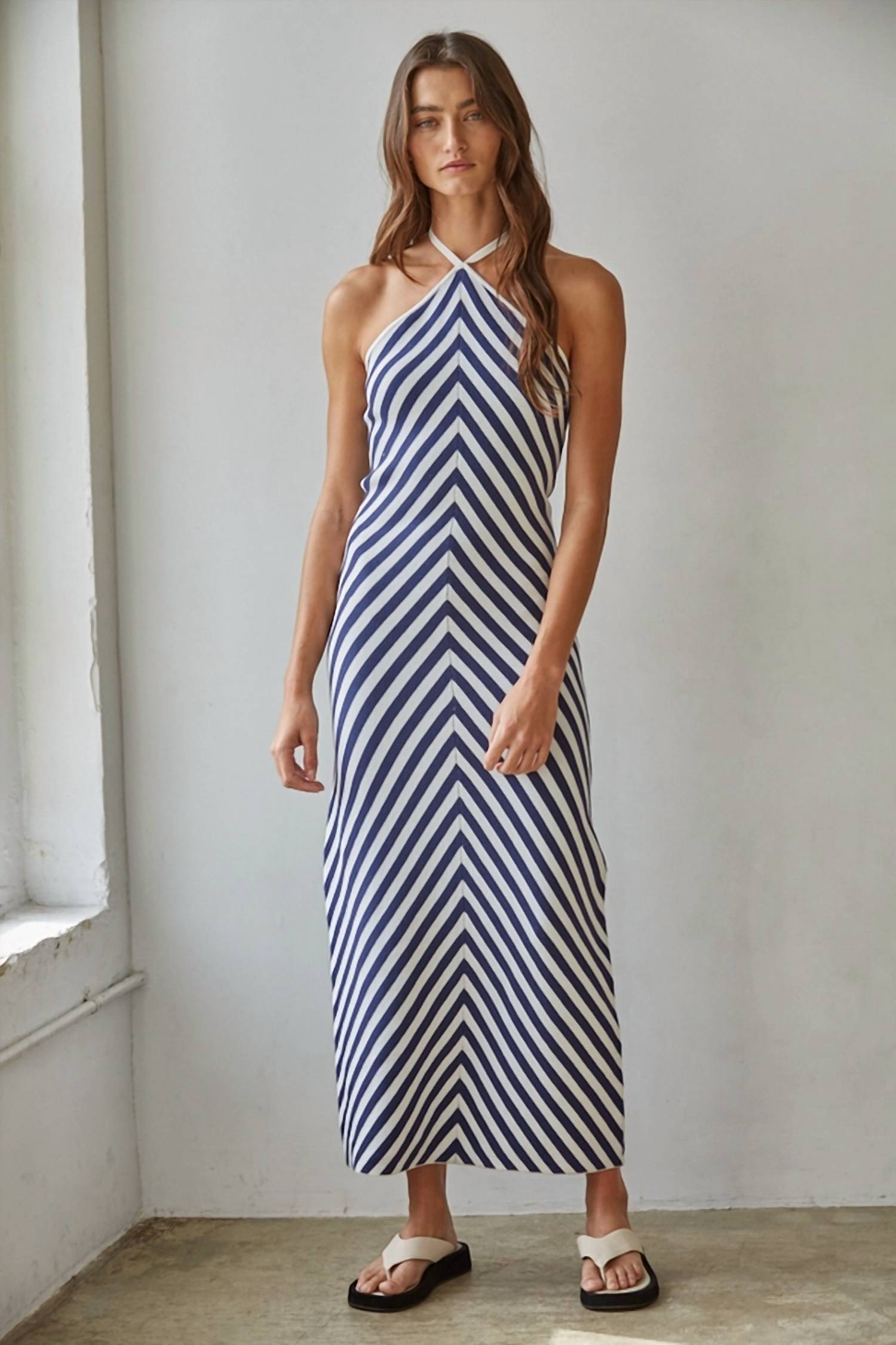 By Together - Striped Knit Sweater Halter Dress