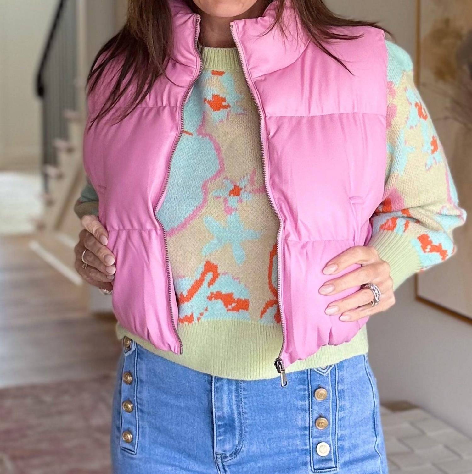 Double Zero - Petal Puff Zip Up Vest