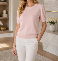 Vince - WOOL & CASHMERE BLEND SHORT SLEEVE SWEATER
