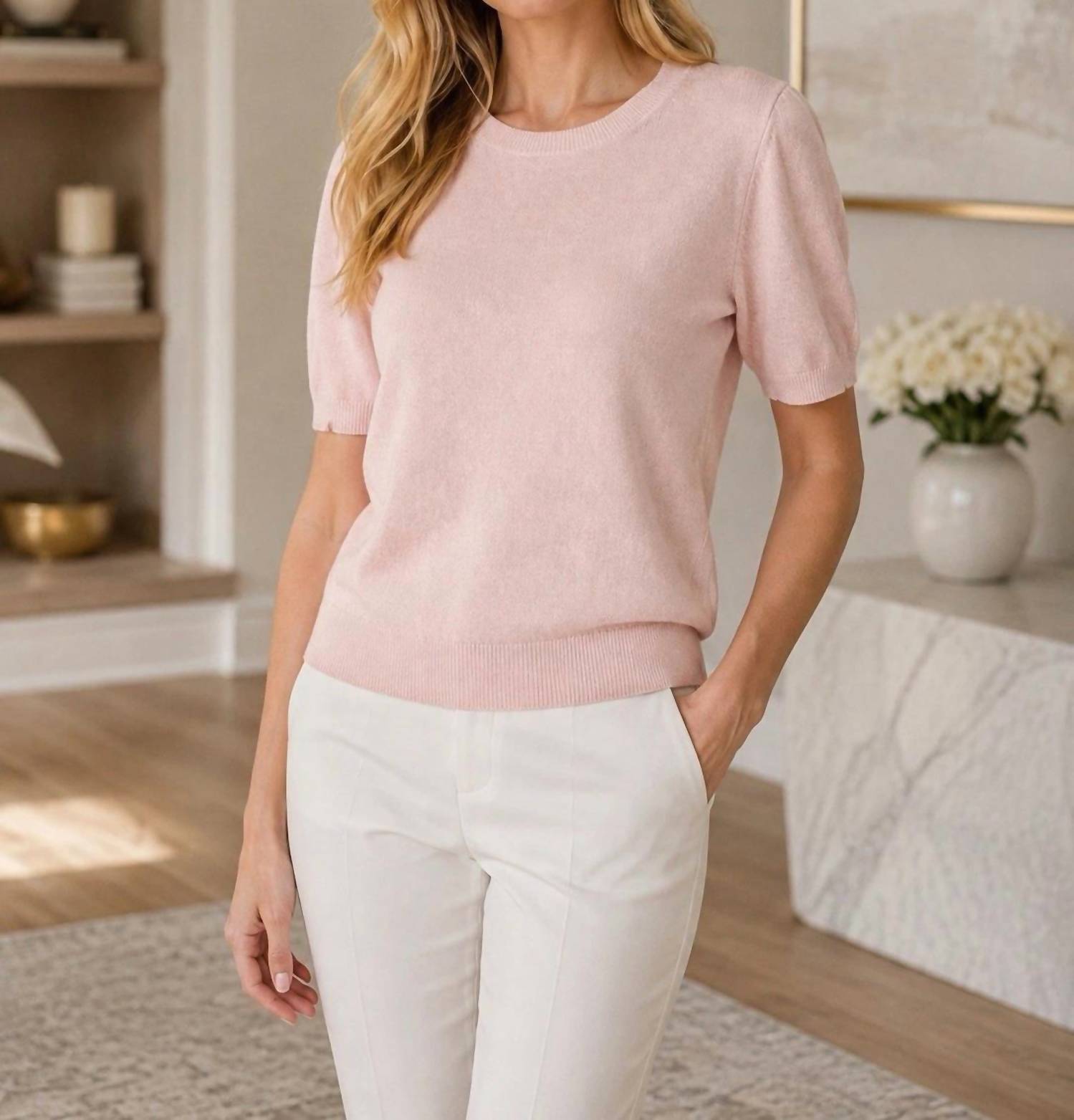 Vince - WOOL & CASHMERE BLEND SHORT SLEEVE SWEATER