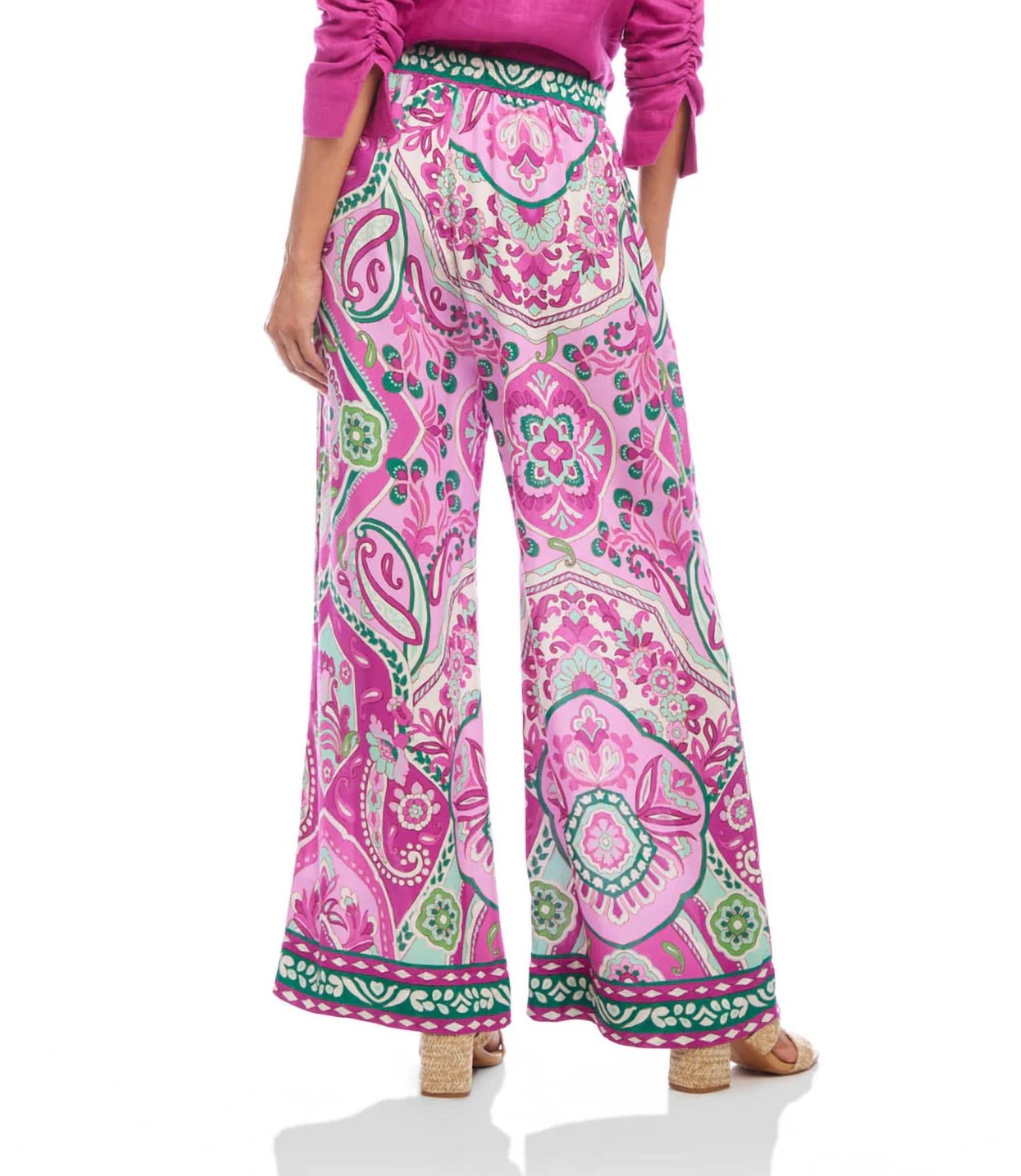 Karen Kane - Italian Tile Print Wide-leg Pants