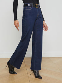 L'Agence Scottie High Rise Wide Leg Jean in koval - women's jeans - detail view