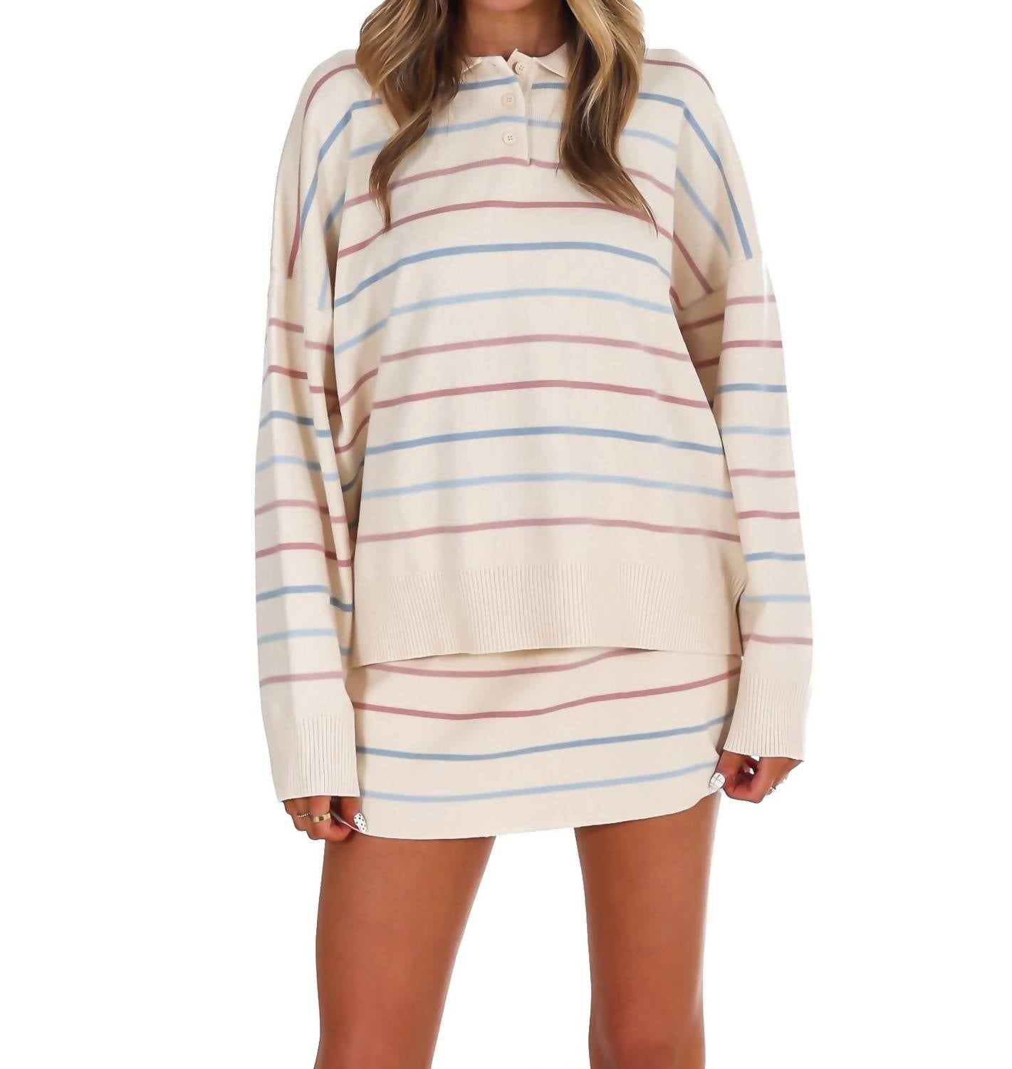 LE LIS Good Fit Stripe Sweater Two Piece Set in cream - women's sleepwear - view 6