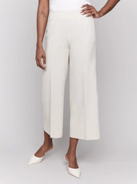 CHARLIE B Wide Leg Side Zip Pants in beige - women's pants