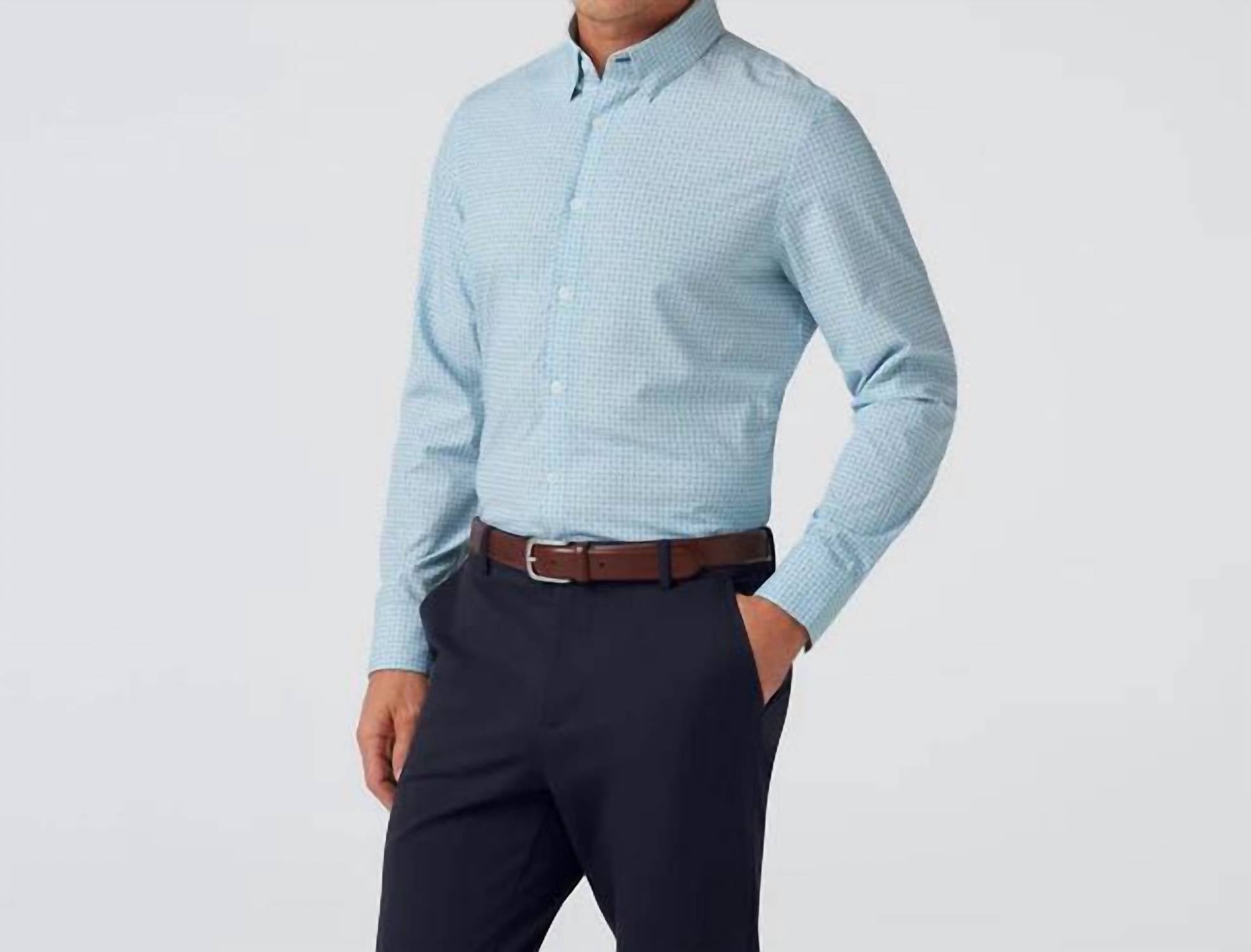 Mizzen + Main Leeward Long Sleeve Dress Shirt in steel blue tonal texture - men's shirt