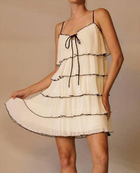 Endless Blu. - Amelie Plisse Tiered Dress