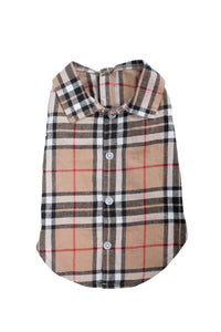 The Worthy Dog Button-down Pet Shirt in tan plaid - item - alternate view