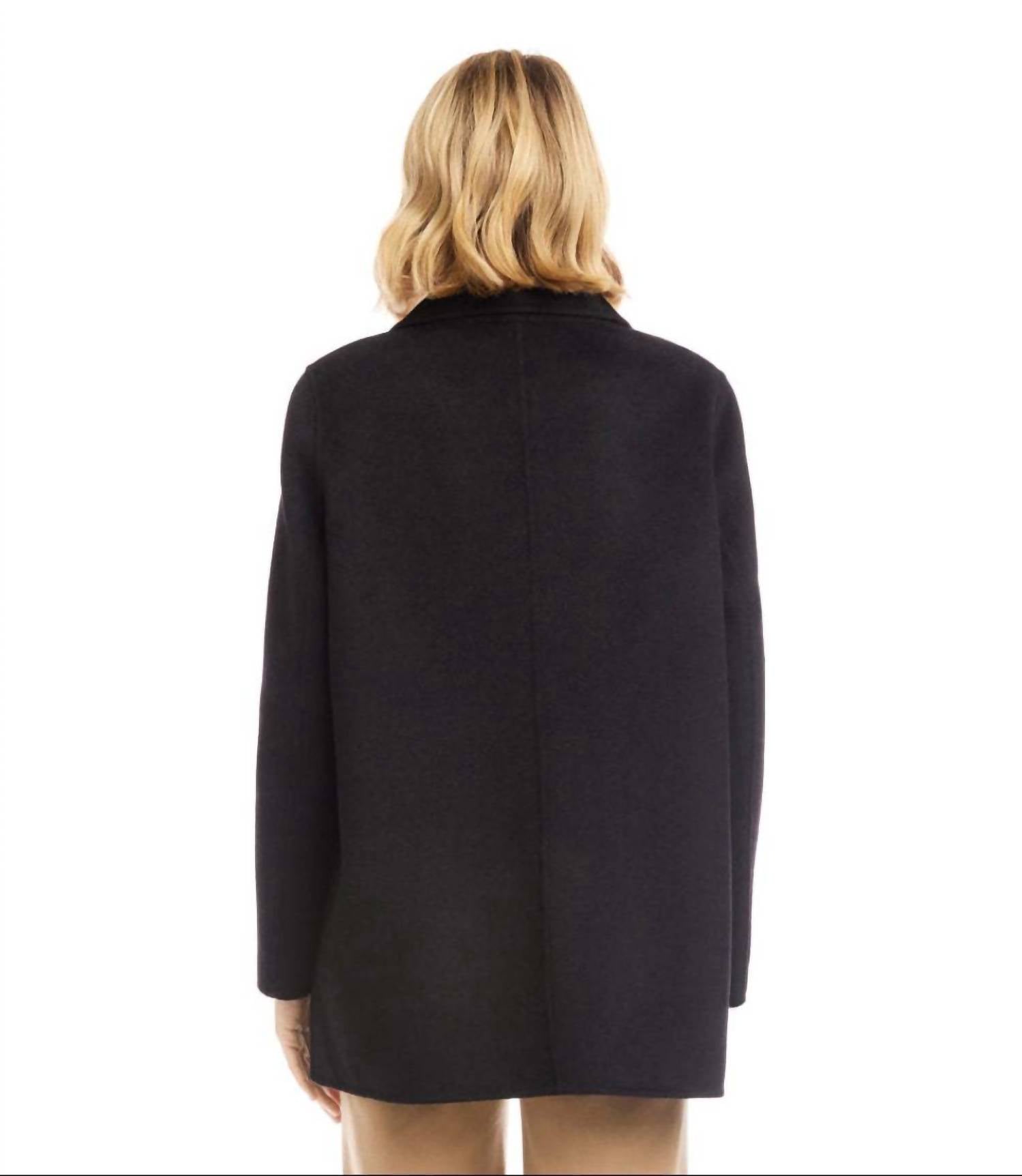 Karen Kane Oversized Brushed Blazer in black - women's jacket - detail view